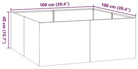 Vaso floreira 100x100x40 cm aço preto