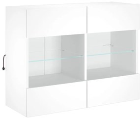 Móvel de parede para TV com luzes LED 78,5x30x60,5 cm branco