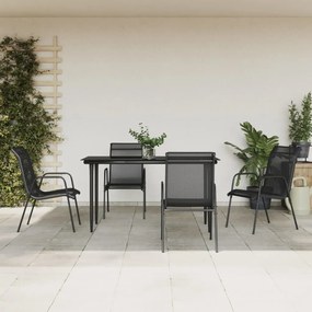 vidaXL 5 pcs conjunto de jantar para jardim aço e textilene preto