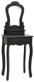 Conj. toucador com banco 50x59x136 cm madeira paulownia preto