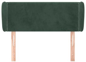 Cabeceira de cama c/ abas veludo 93x23x78/88 cm verde-escuro