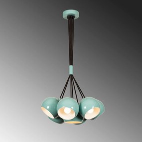 Candeeiro de Teto Sivani – Turquesa e Branco – 45 cm de Diâmetro