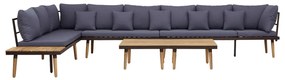 8 lugares conjunto lounge jardim c/ almofadões acácia maciça