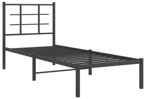 Estrutura de cama com cabeceira 80x200 cm metal preto