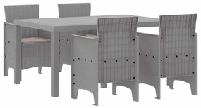Conjunto de Jantar de Jardim 5 pcs Cinzento-claro