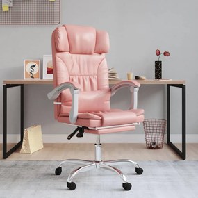 vidaXL Cadeira de escritório reclinável couro artificial rosa