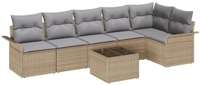Conjunto de Sofá de Jardim de 7 Peças com Almofadas em Rattan Sintétic