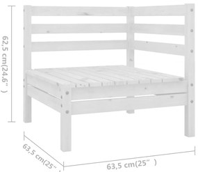 7 pcs conjunto lounge de jardim pinho maciço branco