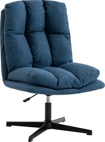 HOMCOM Poltrona de Sala Poltrona Giratória 360°Poltrona Relax com Altura Ajustável Assento Largo 63x75x92-102 cm Azul Escuro | Aosom Portugal