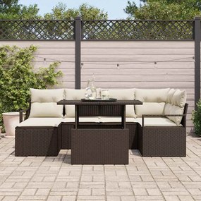 vidaXL Conjunto de Sofá de Jardim 7 pcs Castanho Rattan Sintético