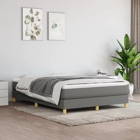 Estrutura de cama sem colchão 140x190 cm tecido cinzento-escuro