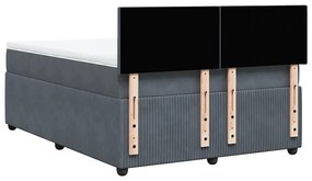 Cama com molas/colchão 140x200 cm veludo cinzento-escuro