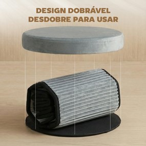 Puff de Arrumação Banco de Arrumação Dobrável 35 L 38x38x38 cm Estofado em Veludo Baú de Arrumação Cinzento Escuro
