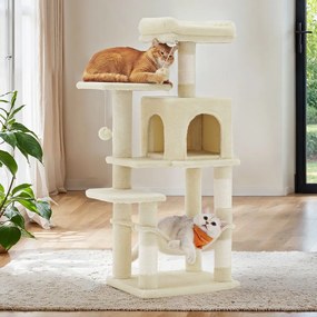 Arranhador para gatos com vários andares 45 x 35 x 112 cm bege