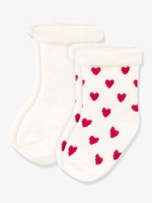 Lote de 2 pares de meias em tricot, para bebé, da Petit Bateau branco estampado