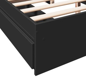 Estrutura de cama c/ gavetas 150x200 cm derivados madeira preto