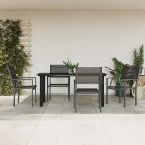 vidaXL 5 pcs conjunto de jantar para jardim aço e textilene preto