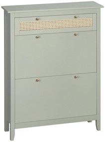 HOMCOM Sapateira estilo boémio chique Verde Água Aspecto Vime | Aosom Portugal