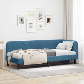 vidaXL Estrutura de Cama de Canto Azul 80 x 200 cm Veludo