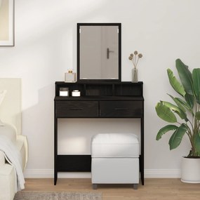 Mesa de Toucador vidaXL Carvalho Preto MDF e Vidro 79 x 41 x 140 cm