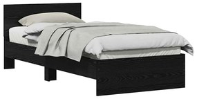 Estrutura de Cama com Cabeceira Carvalho Preto 90x200 cm Madeira de En