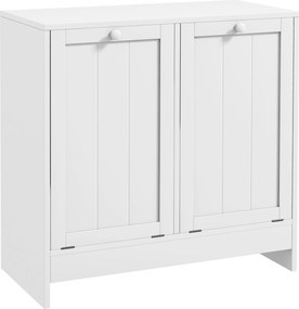 kleankin Armário de Casa de Banho com Cestos de Roupa Suja Móvel Roupa Suja com 2 Compartimentos 66x33x68 cm Branco | Aosom Portugal