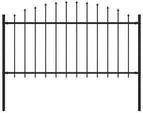 Cerca de jardim com topo em lanças (1,25-1,5)x1,7 m aço preto