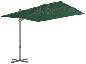 Guarda-sol cantilever com poste de aço 250x250 cm verde