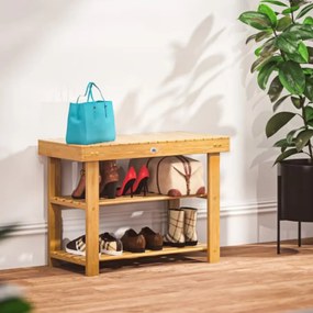 Banco para sapatos em madeira de acácia 70 x 33 x 46 cm Castanho