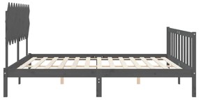 Estrutura de cama com cabeceira 200x200 cm madeira maciça cinza
