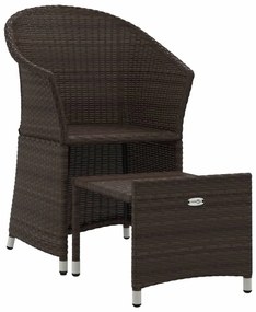 2 pcs conjunto lounge de jardim c/ almofadões vime PE castanho