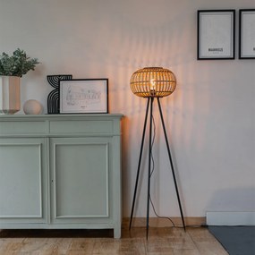 Candeeiro de pé tripé oriental bambu - Amira