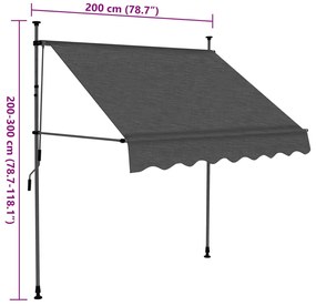 Toldo retrátil manual com LED 200 cm antracite