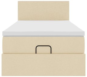 Cama otomana com colchão 100x200 cm tecido creme