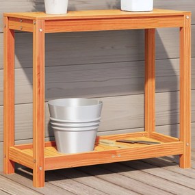 vidaXL Mesa de jardinagem com prateleira pinho maciço castanho-mel
