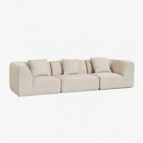 Sofá Modular De 3 Peças Estofado Cardea Bouclé Bege Creme - Sklum