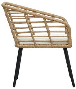 Cadeiras de jardim com almofadões 2 pcs vime PE cor carvalho