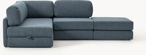 Sofá-cama de canto em bouclé com arrumação Ladina (3 lugares)