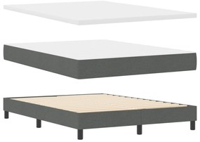 Cama Box com Colchão Cinza Escuro 140x200 cm Tecido, Cabeceira com Des