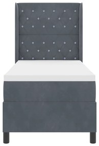 Cama Box com Colchão &amp; LED Cinza Escuro 80x200 cm Veludo