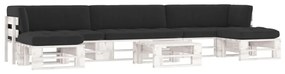 vidaXL 6 pcs conj. lounge paletes + almofadões pinho impregnado branco
