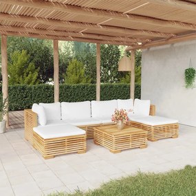 vidaXL 7 pcs conjunto lounge jardim c/ almofadões madeira teca maciça