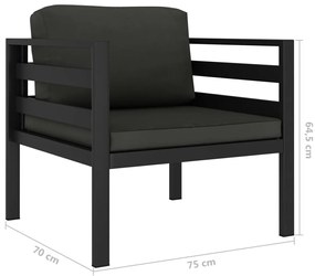 6 pcs conjunto lounge jardim com almofadões alumínio antracite
