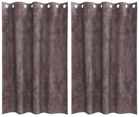 Cortinas de Veludo 2 pcs com Ilhós Castanho 175x140 cm