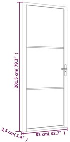 Porta de interior 83x201,5 cm vidro ESG e alumínio branco