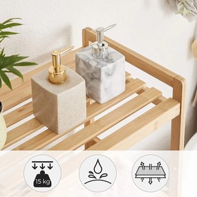 Estante de bambu com 3 prateleiras, 45 x 31,5 x 80 cm cor natural
