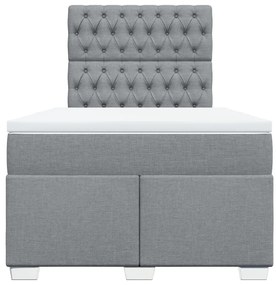 Cama boxspring com colchão 120x190 cm tecido cinzento-claro