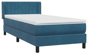 Cama com molas/colchão 80x220 cm veludo azul-escuro