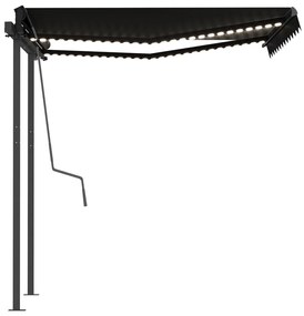 Toldo automático c/ LED e sensor de vento 3x2,5 m antracite