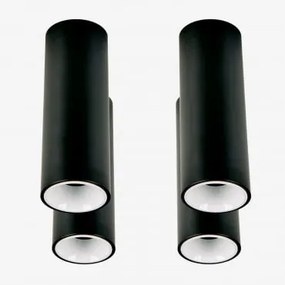 Pack De 4 Apliques De Teto Led De Superfície Redondos Ø5,7 Cm Para Exterior Em Alumínio Luisiana Preto - Branco & Branco Frio 4000k & 8 W & 23º -